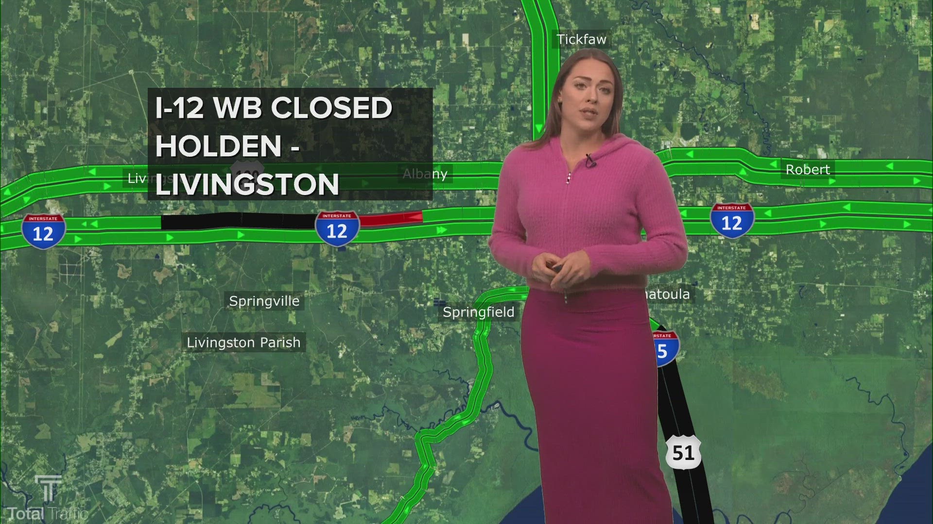 WWL Louisiana's Colleen Seeley with the latest traffic report regarding road conditions being affected by the 'Arctic Blast' moving through New Orleans on Tuesday.