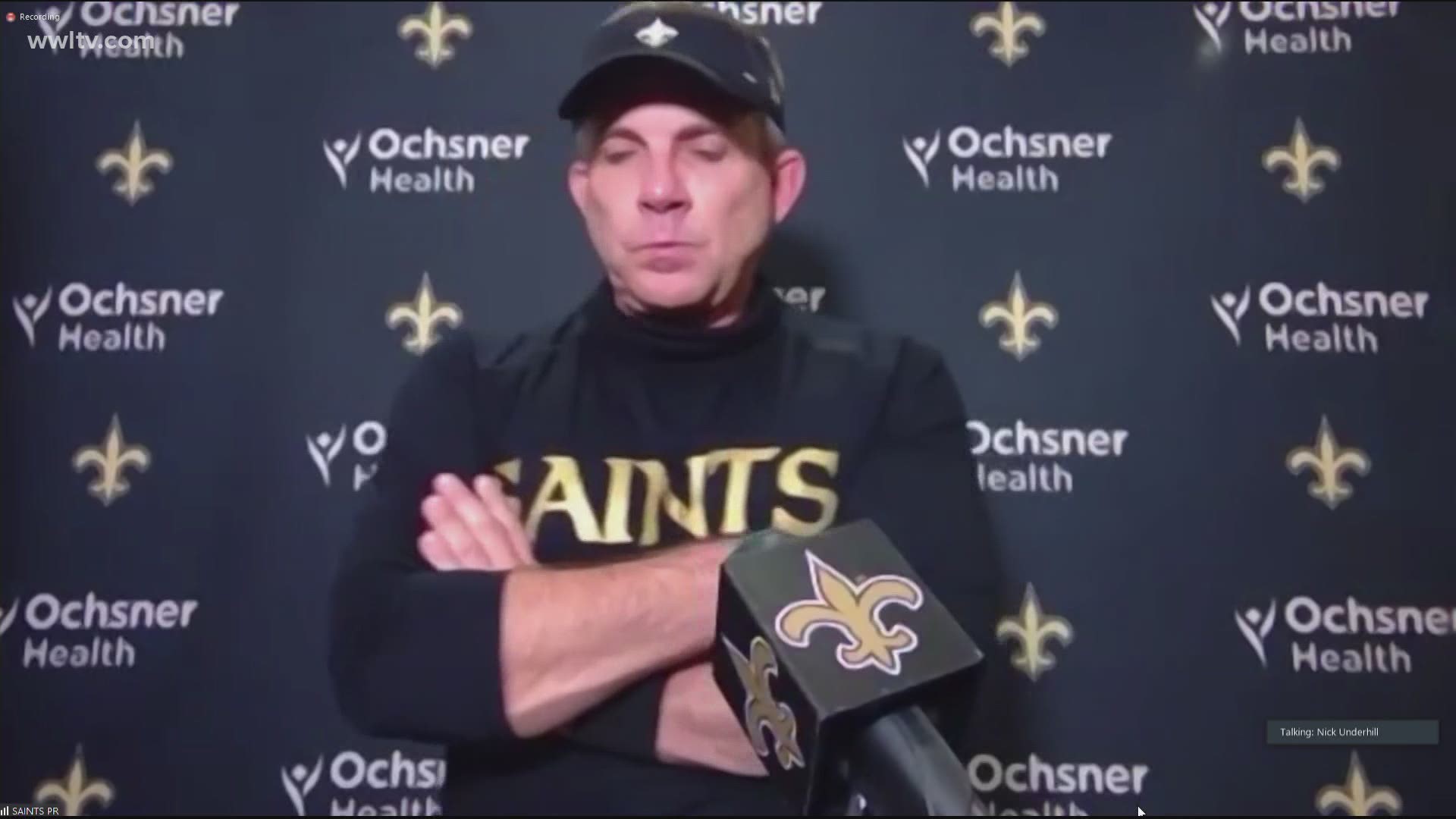 New Orleans Saints coach Sean Payton talks about the Taysom Hill fumble that occurred just as the Saints had gathered momentum, holding the Pack on 4th down.