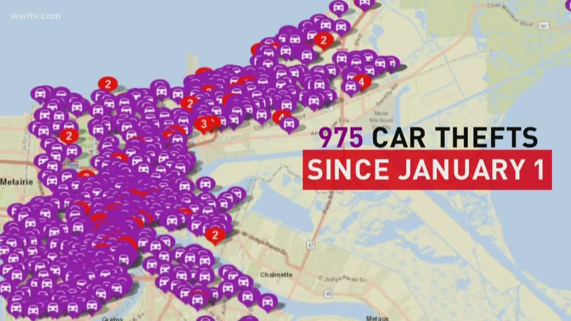 On average, 9 cars stolen per day in New Orleans in 2019 so far
