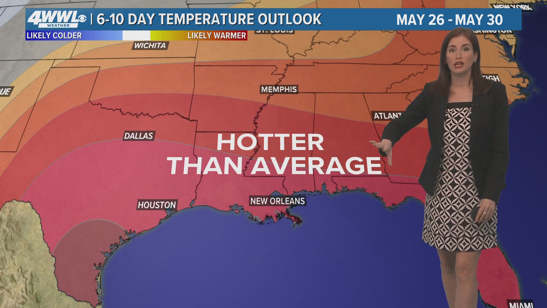 Alexandra Cranford says hotter-than-average weather will move in from the west.