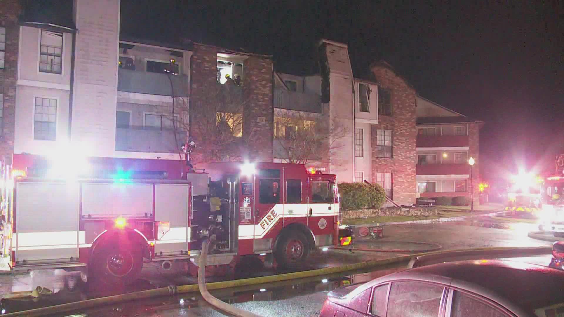 Fire crews fought a fire at the Carmel Brook complex Monday night.  12 units were occupied and Red Cross was there to try to help.