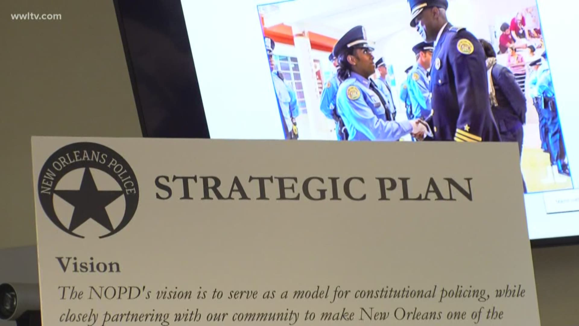 The New Orleans Police Department unveiled a six-goal strategic plan Tuesday to make the city one of the safest in the country.