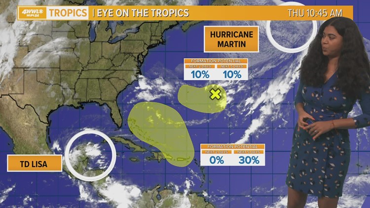 Thursday afternoon tropical update: Lisa, Martin and 2 areas to watch
