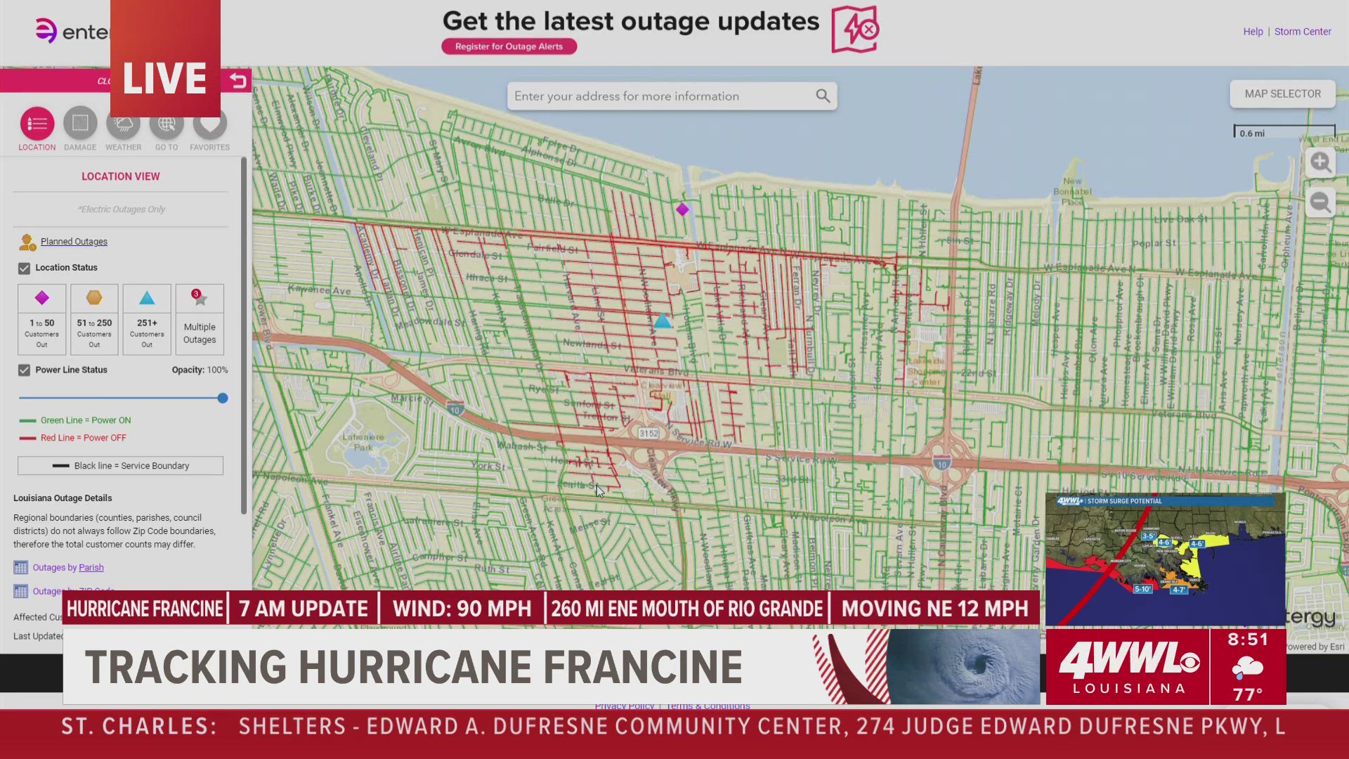 Power outages in Jefferson Parish, more outages anticipated when