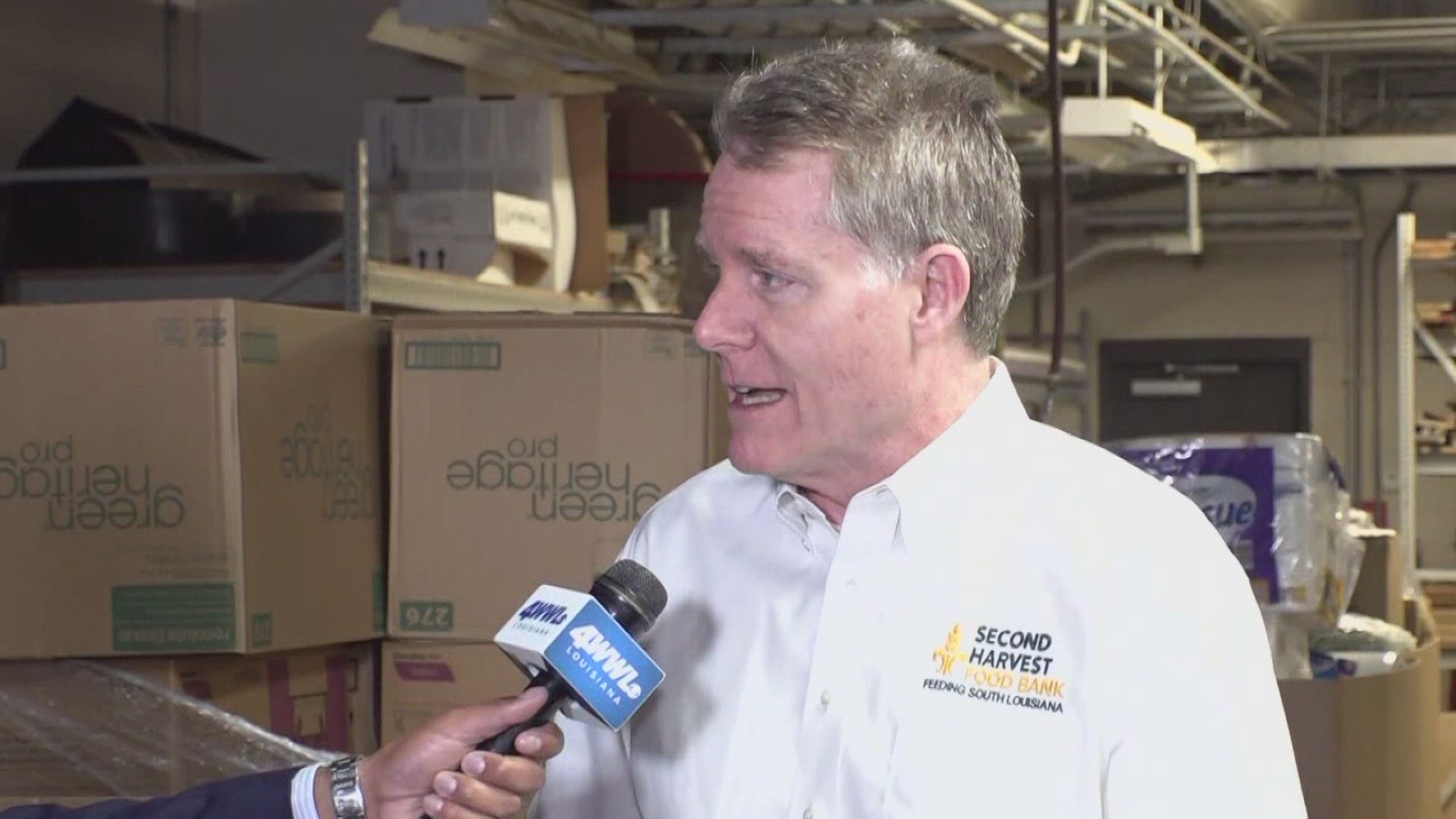 WWL Louisiana's Winston Reed is at Second Harvest Food Bank where volunteers spent Wednesday morning preparing truckloads of food to be sent to Florida.