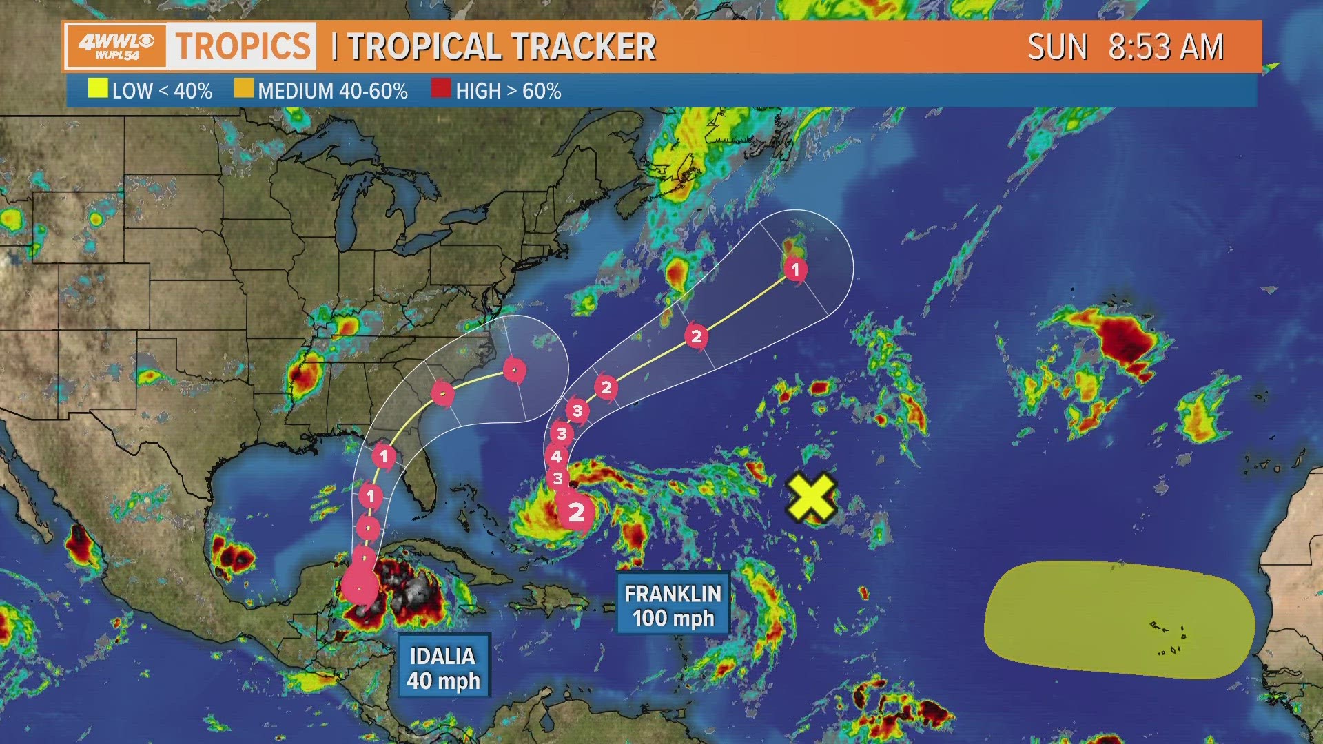 Sunday 10am tropical update: Tropical Storm Idalia has formed near the ...