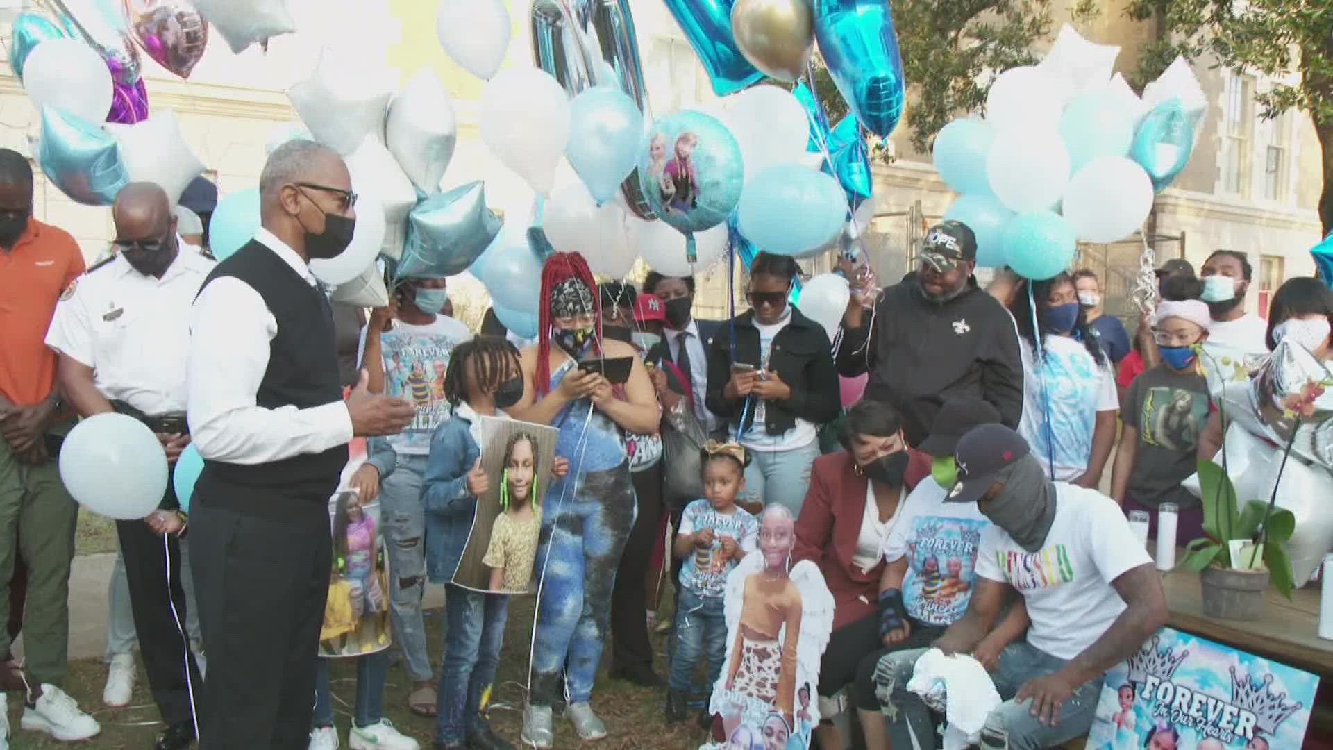 A community came together to celebrate the life of 7-year-old Dillan Burton. She was shot and killed the day after Christmas while in the car with her mother.
