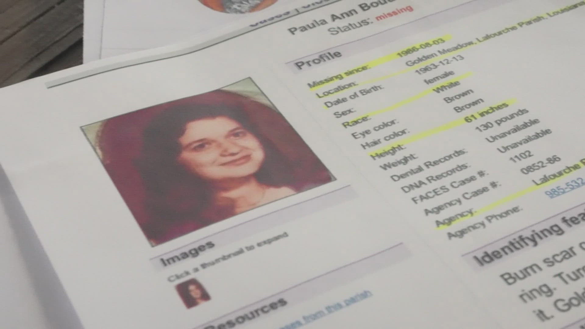 WWL Louisiana detailed the case of her disappearance in an investigative series earlier this year.