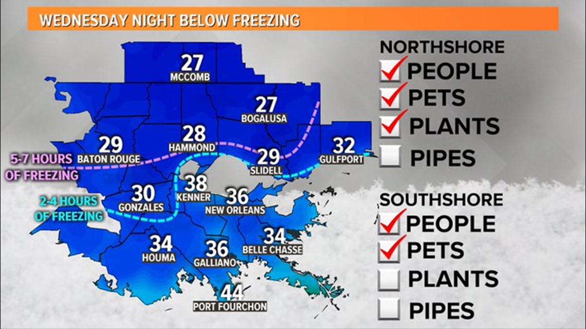 Freezing Temperatures On Northshore Wednesday Night, New Orleans ...