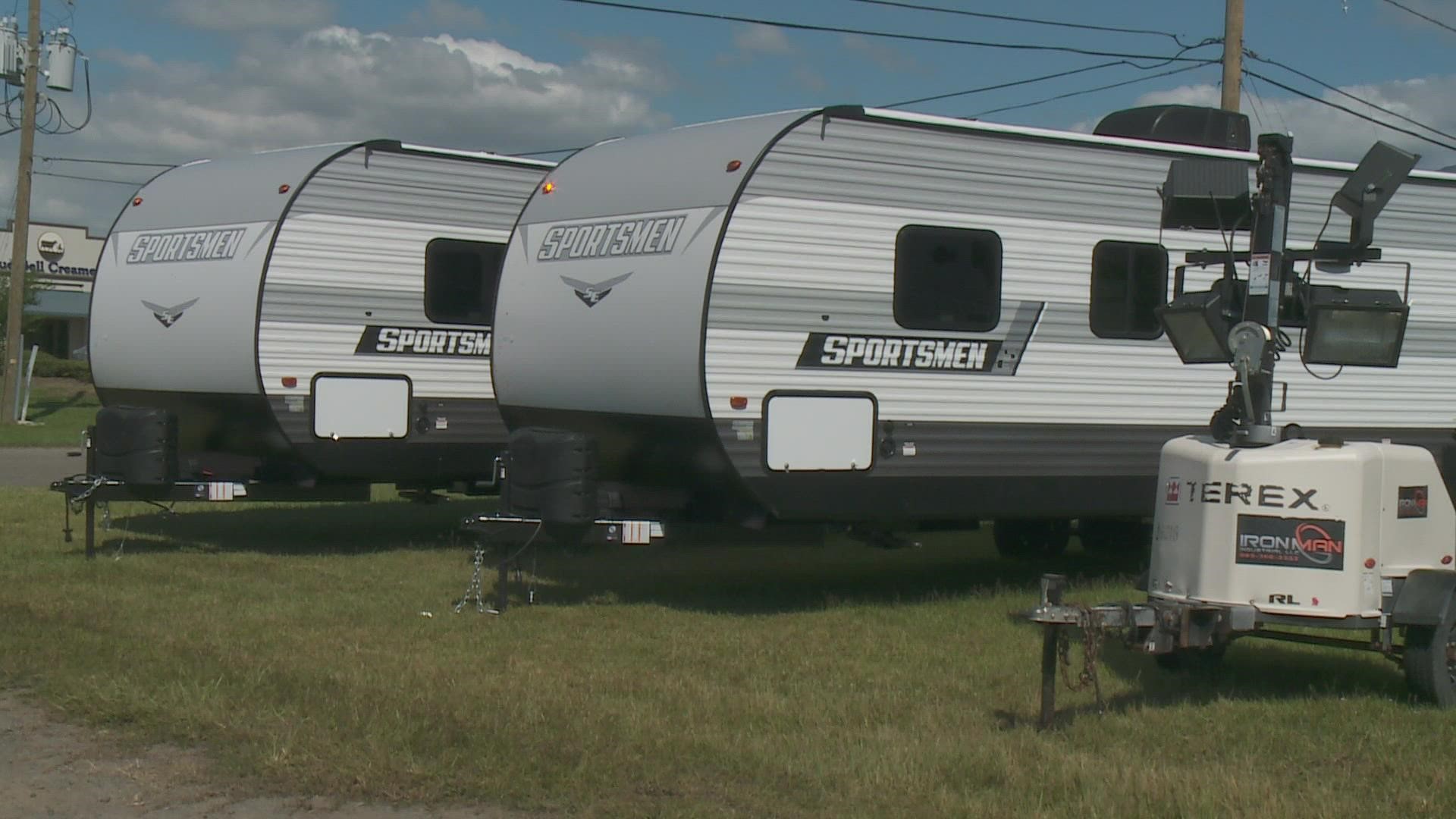 Hundreds of travel trailers from the state are being rolled out to the hardest hit parishes, including St. Charles, where some arrived this week.