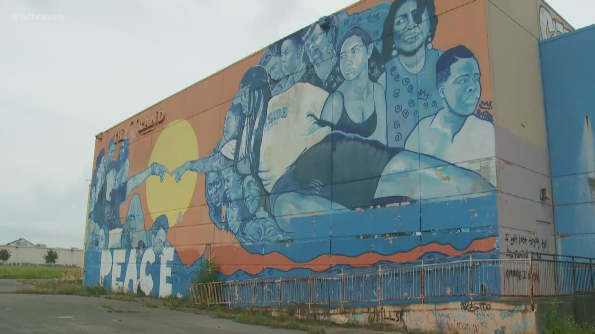 While the Grand Theater has been abandoned since Katrina, in recent years the building has gained attention for its massive mural visible from I-10.