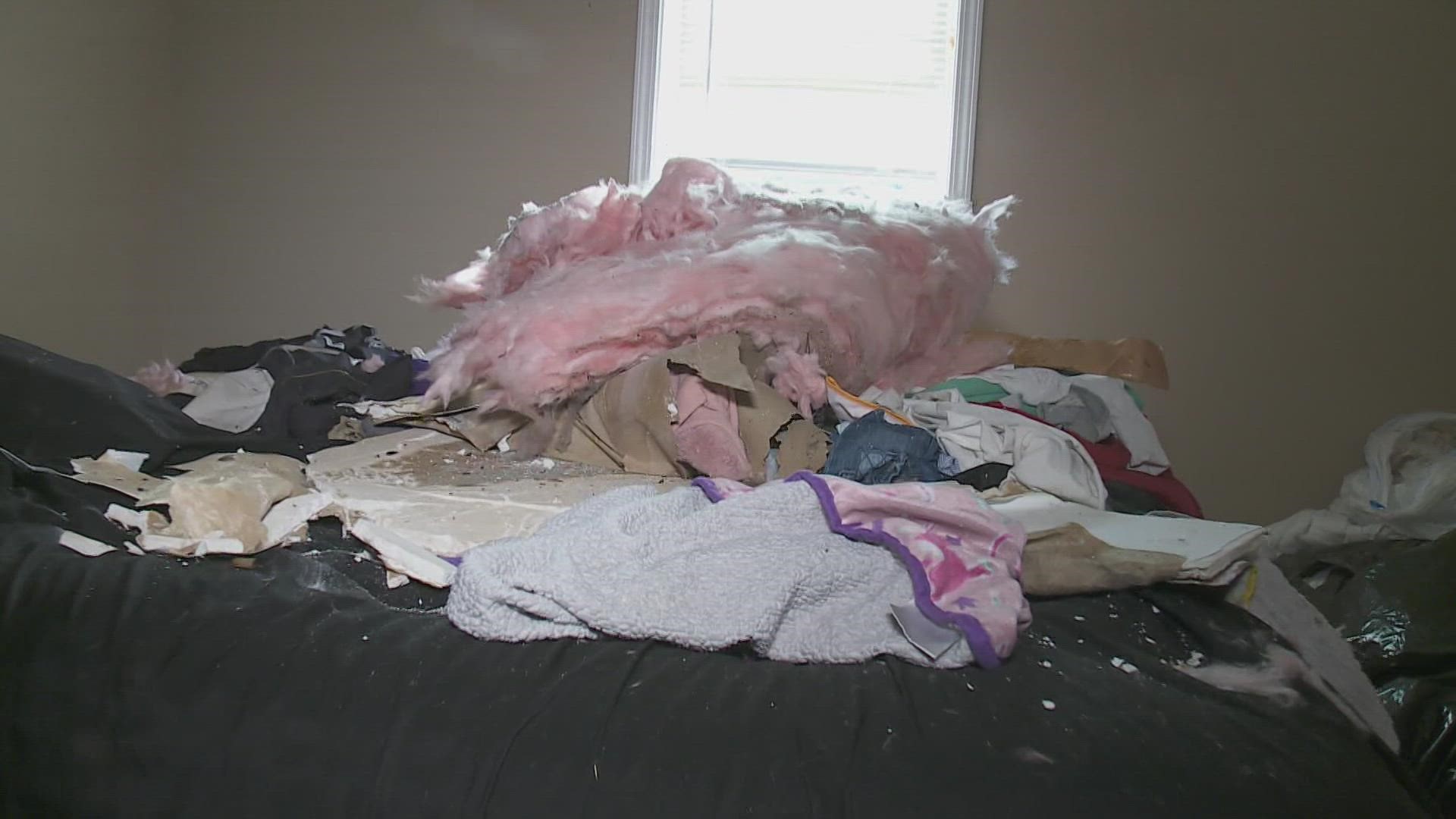 A family is trying to deal with the damage left after Ida on their own after their landlord has done nothing to assist them.