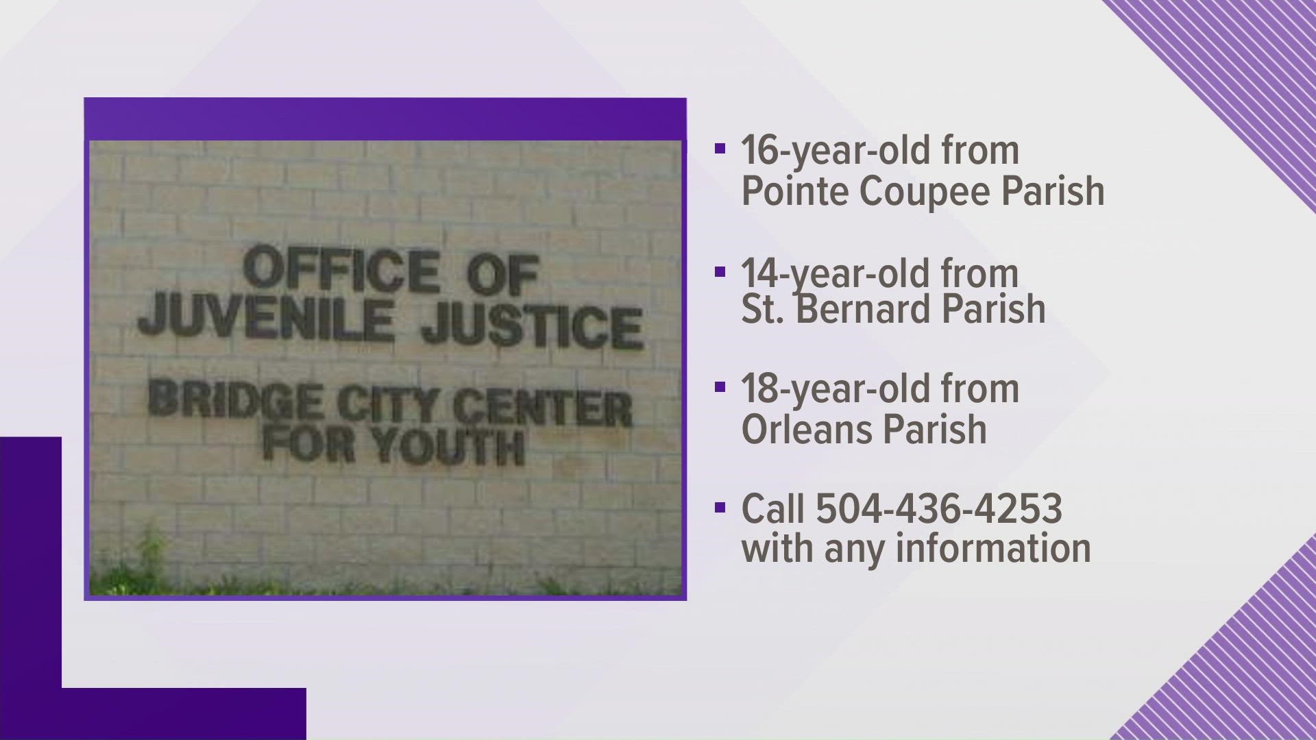 The Office of Juvenile Justice is searching for 3 juveniles that escaped from the Bridge City youth center early Sunday morning.