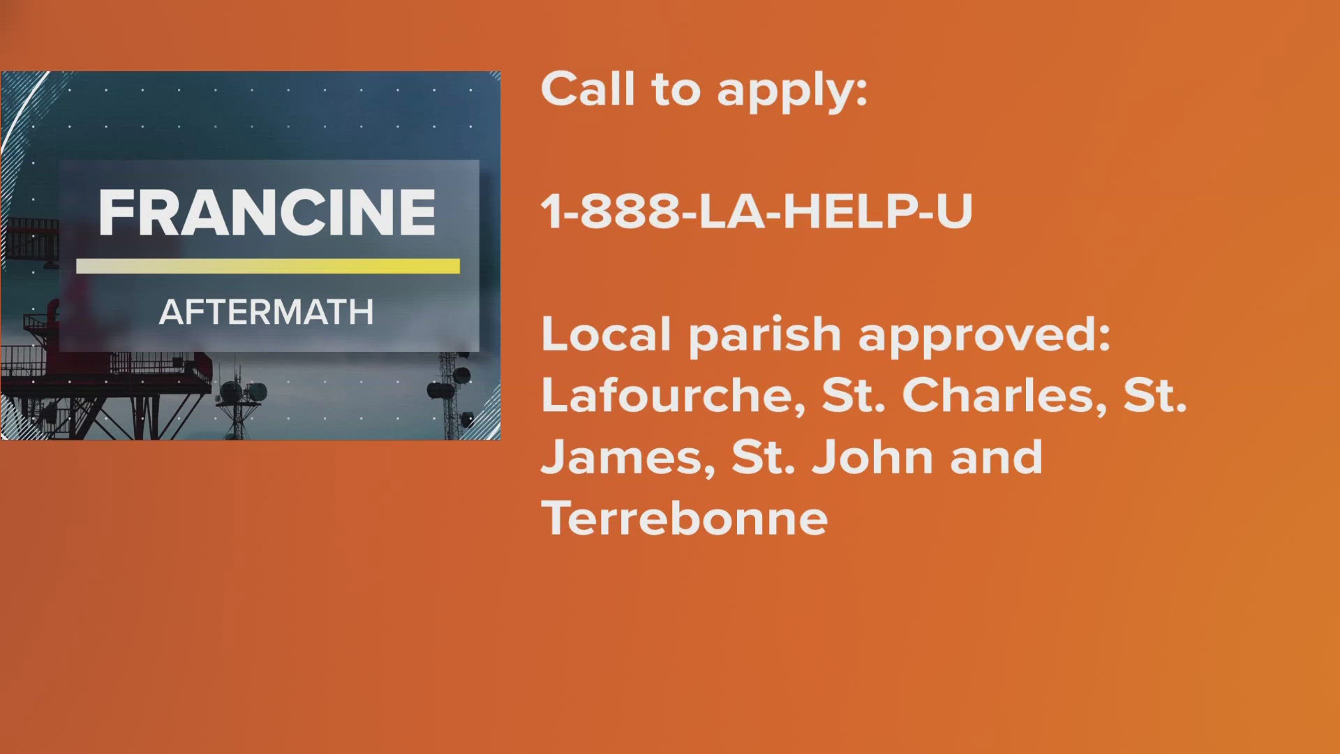 Two weeks after Hurricane Francine, people in approved parishes can start applying for Disaster Food Assistance. WWL's Leigha McNeil reports.