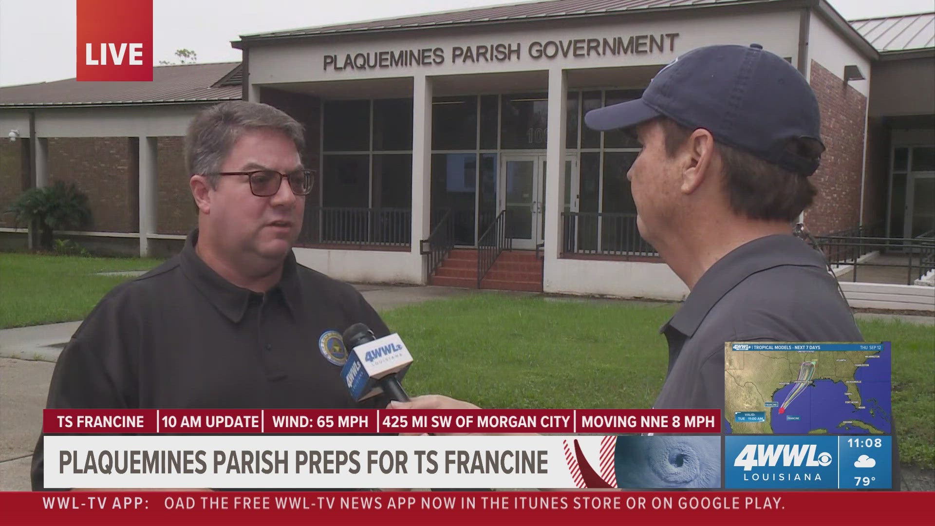 Plaquemines Parish Emergency Management Director gives an update on evacuation orders, flood gate closures, and the latest update on Tropical Storm Francine.