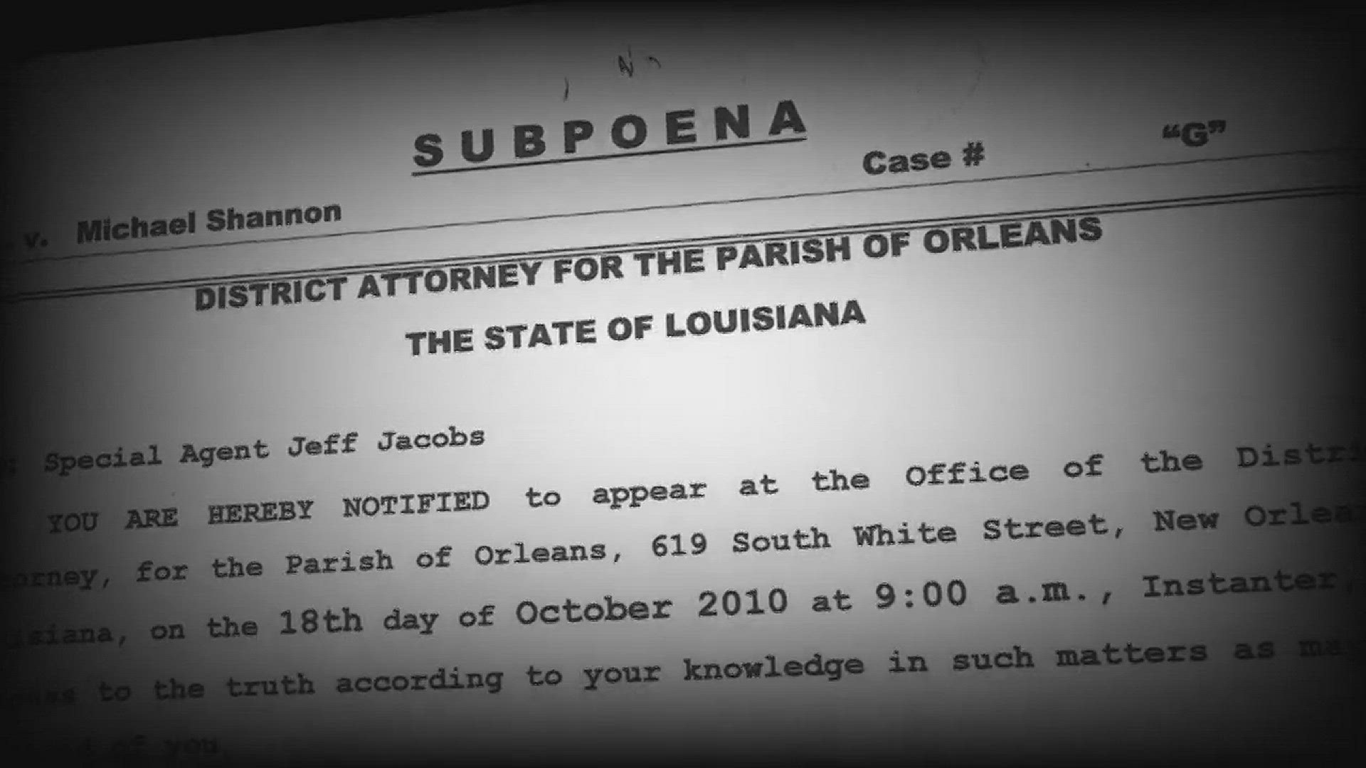 Paul Murphy talks to the Orleans Parish District Attorney about false subpoenas being received by witnesses.