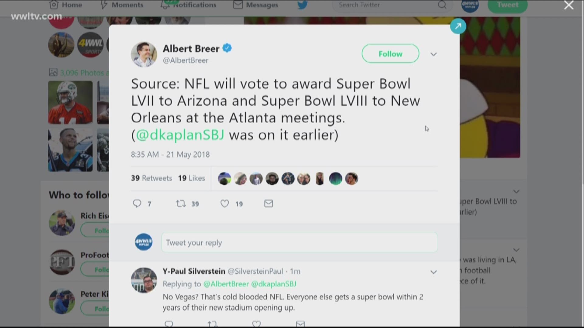 According to Senior NFL reporter Albert Breer, New Orleans will host Super Bowl LVIII.