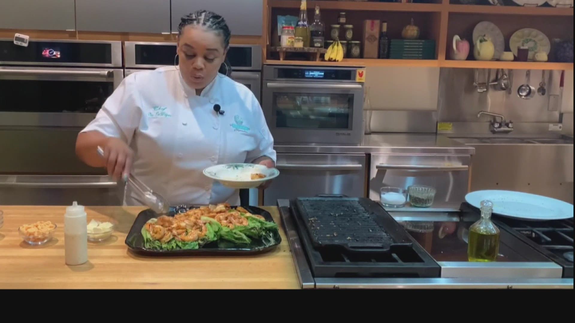 Chef Dee Lavigne with the Southern Food and Beverage Museum shares her recipe for a grill shrimp caesar salad.