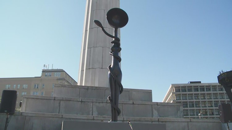 Sculpture sitting at what used to be Lee Circle unveiled