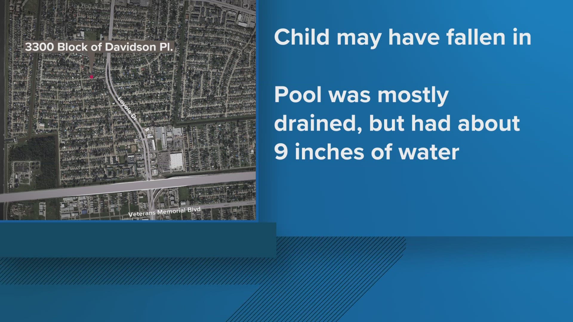 Police said the pool had been drained of all but nine inches of water.