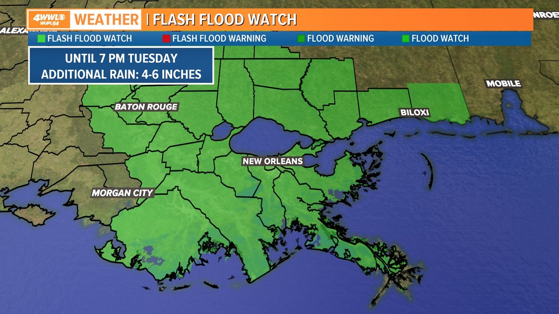 Flash Flood Watch for southeast Louisiana until 7 PM Tuesday | wwltv.com