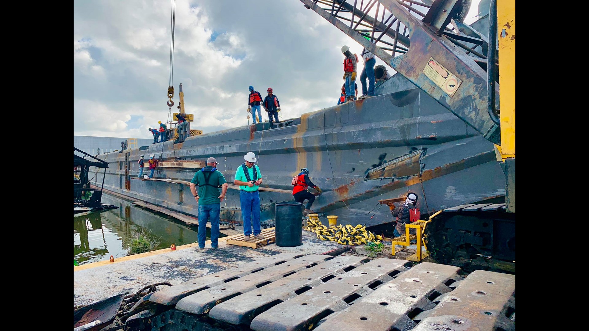 Crews race to sink barge in Bayou Chene before Morganza Spillway opens
