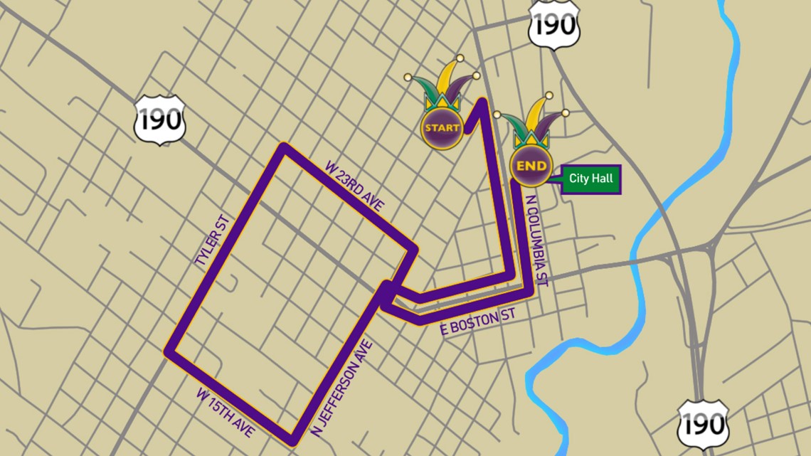 Krewe of Olympia parade route  wwltv.com