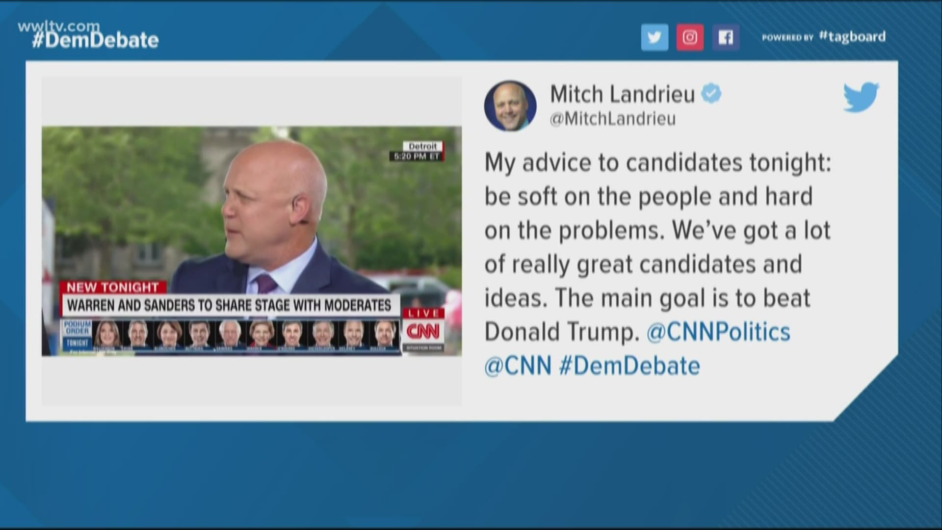 Former Mayor Mitch Landrieu joined CNN as a political commentator made his debut during Tuesday's debate.