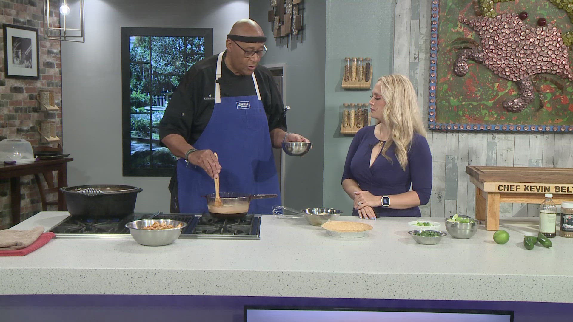 Chef Kevin Belton is in the WWL Louisiana kitchen cooking up a coconut pie and Mexican-inspired dish.