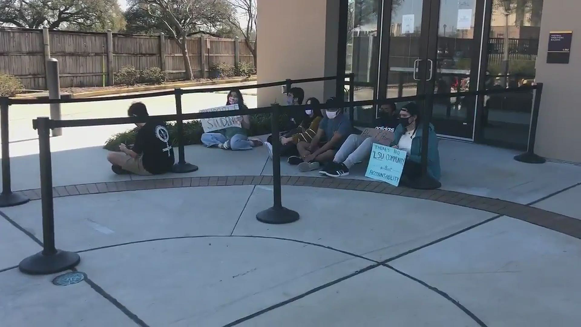 Some students held a protest Monday at LSU over the recent findings of an investigation into the school's response to sexual assault and harassment claims.