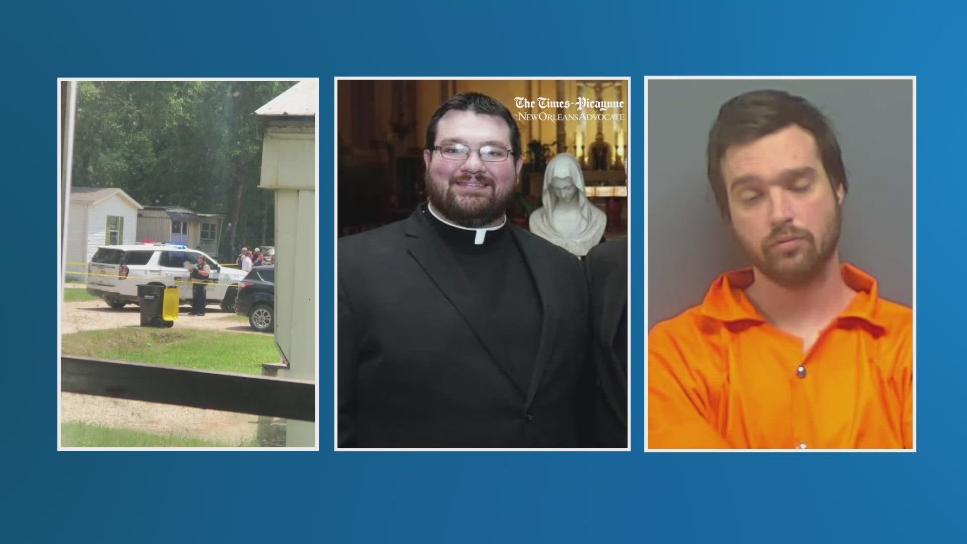 Authorities say a priest is fighting for his life after his own brother shot him and then shot his other two siblings.