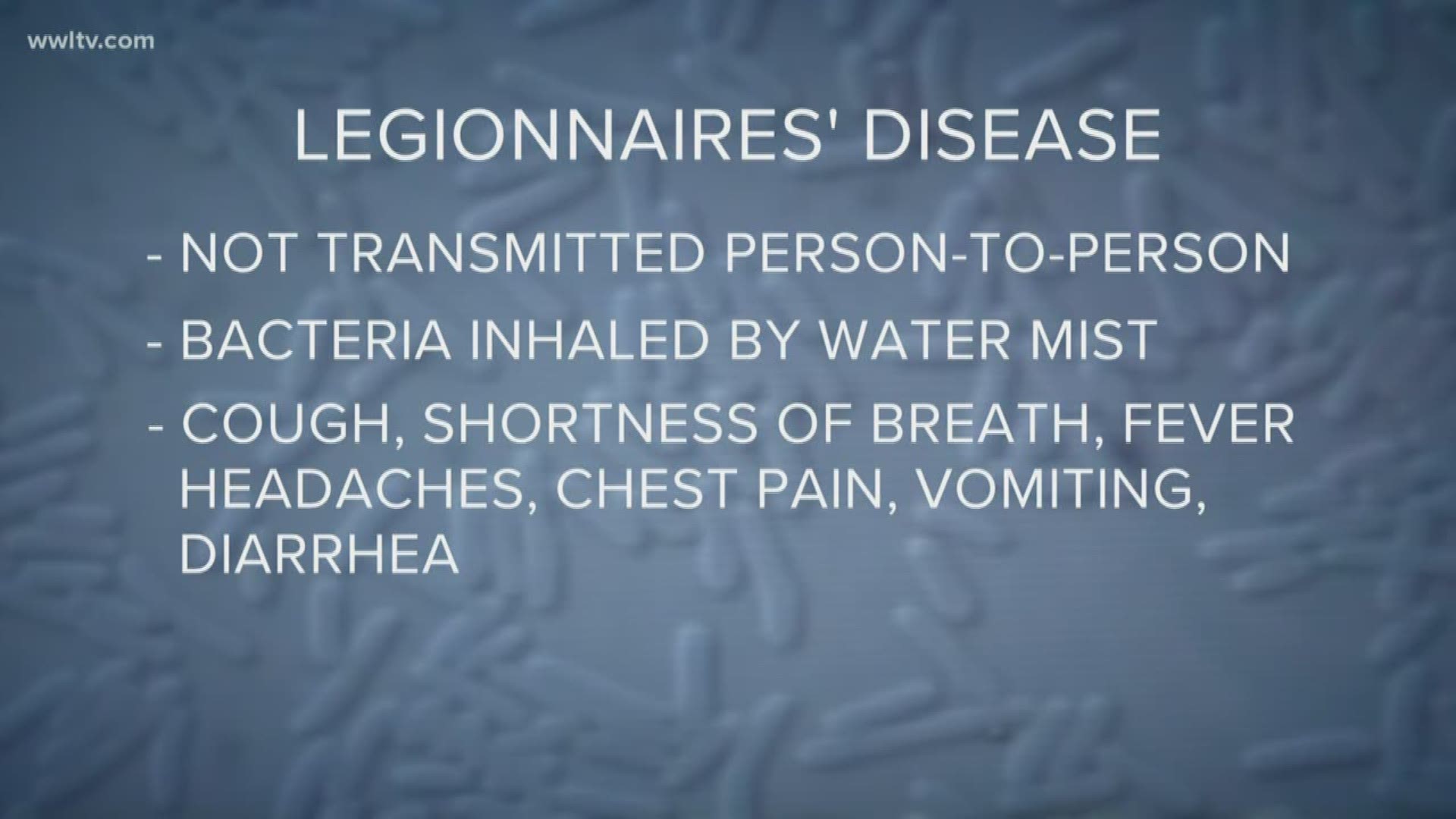 Ochsner's main campus on Jefferson Highway is reporting two cases of Legionnaires' disease.