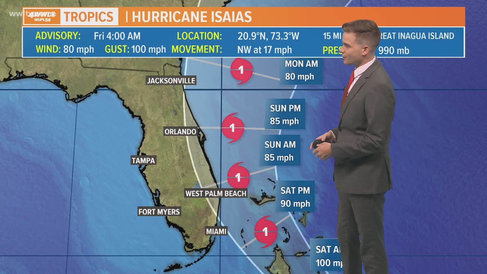 Isaias likely strengthen more as it moves through the Bahamas. The forecast keeps it just off the coast of East Florida before moving along the U.S. East Coast.