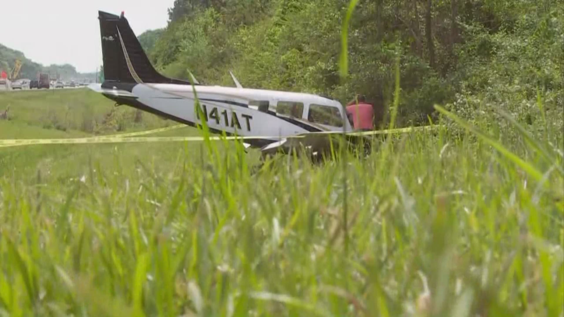 The pilot of a small plane had to maneuver it to safety, landing close to I-10 and setting just into some bushes and trees. He walked away.