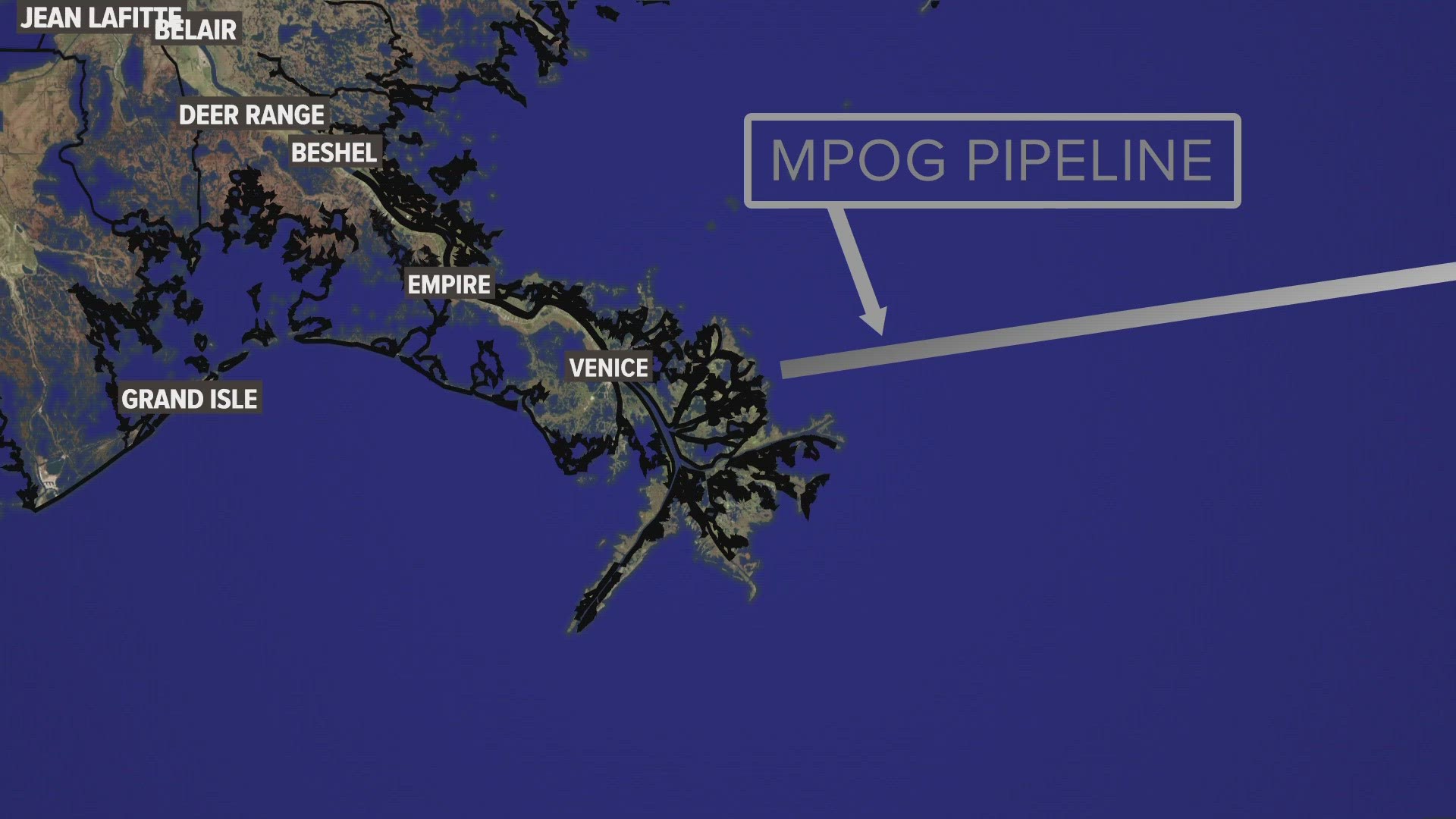 U.S. Coast Guard and NOAA say the oil spilled into the Gulf of Mexico from the Main Pass Oil Gathering Co. pipeline, 19 miles east of the mouth of Main Pass.