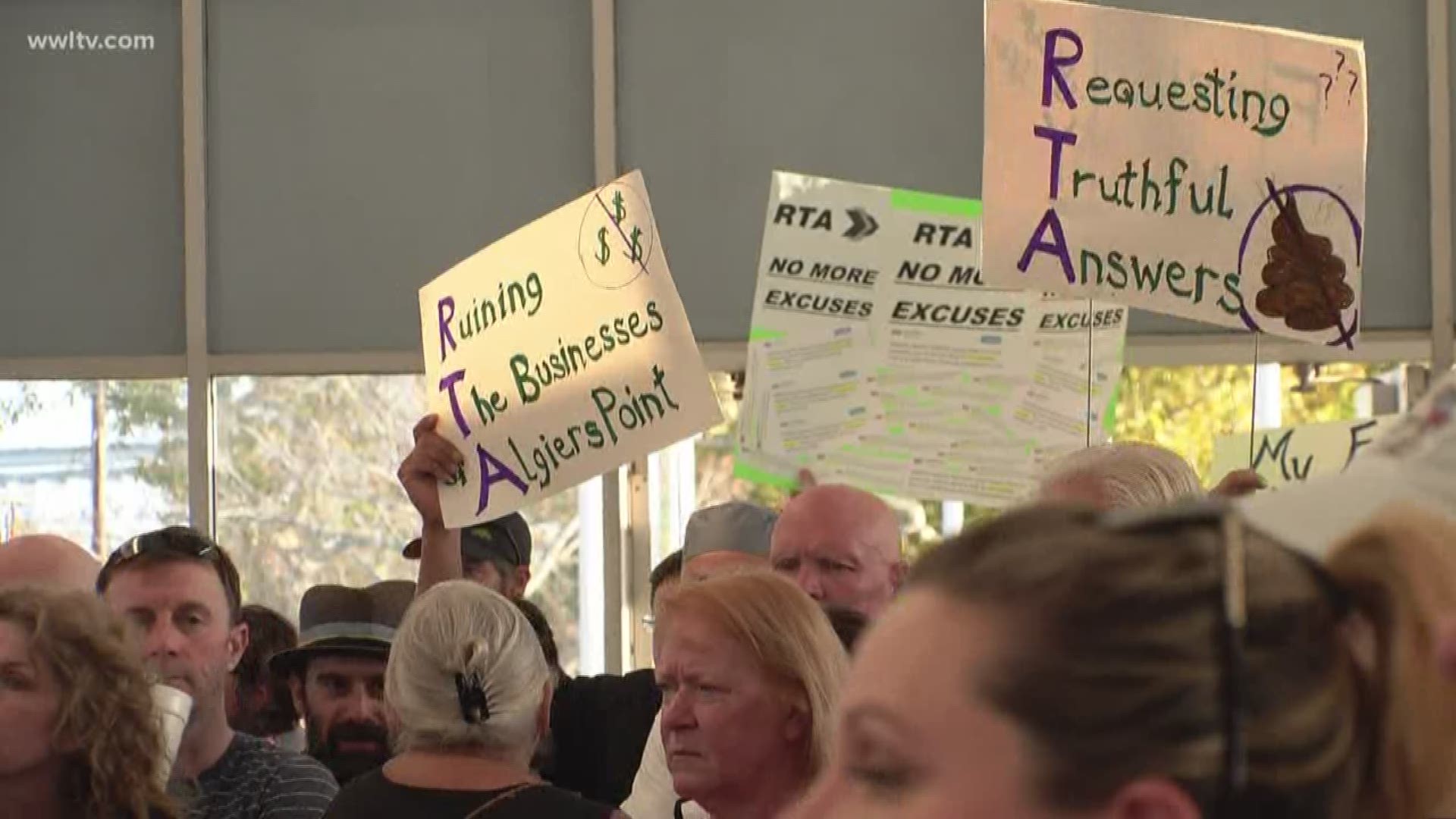 Neighbors and business owners demanded answers from the RTA on why ferry service has been so unreliable and why the brand new ferries still aren't ready for service.