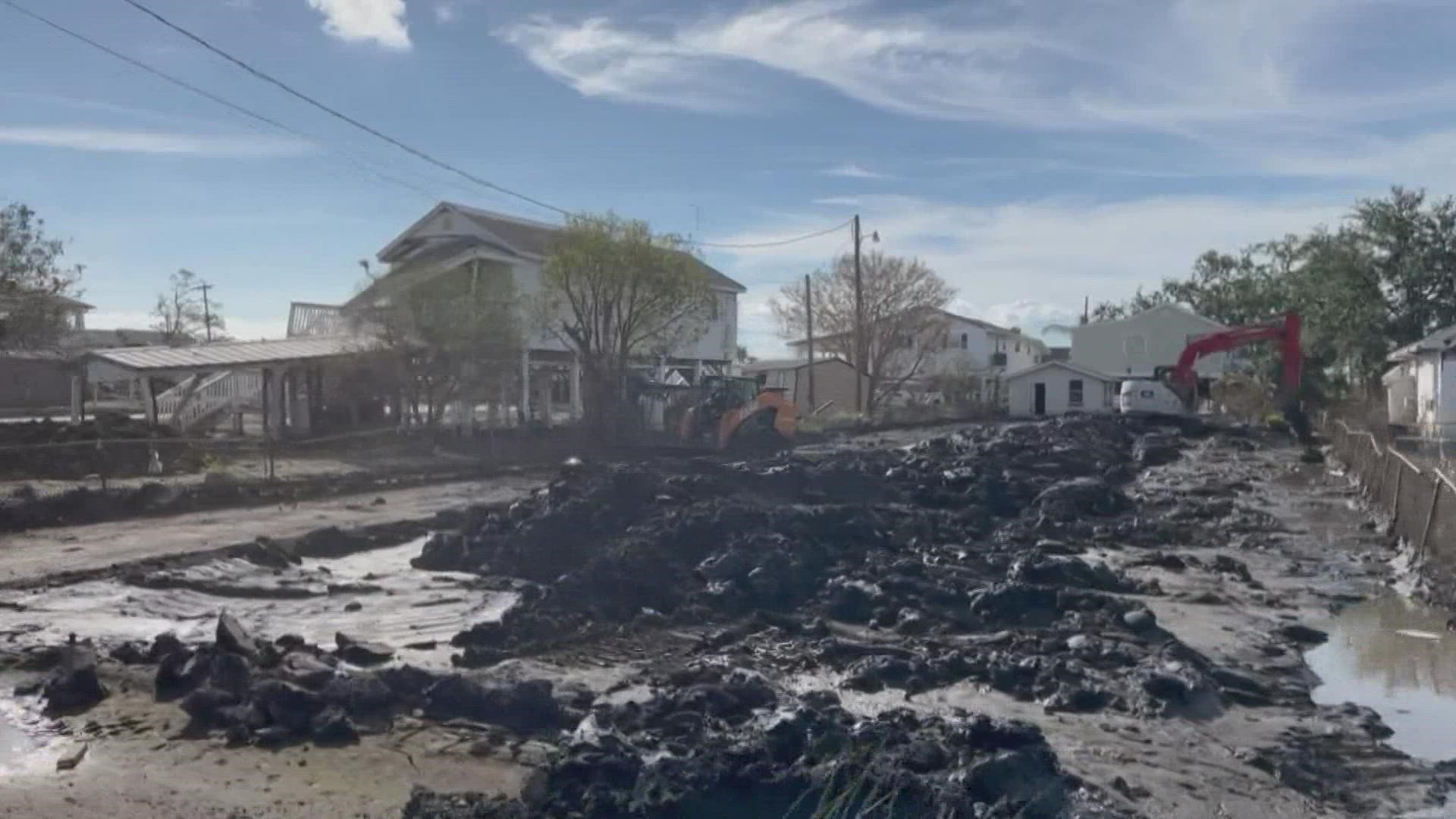 More than a month after Ida lower jefferson residents are still struggling with thick smelly mud smeared across the area.