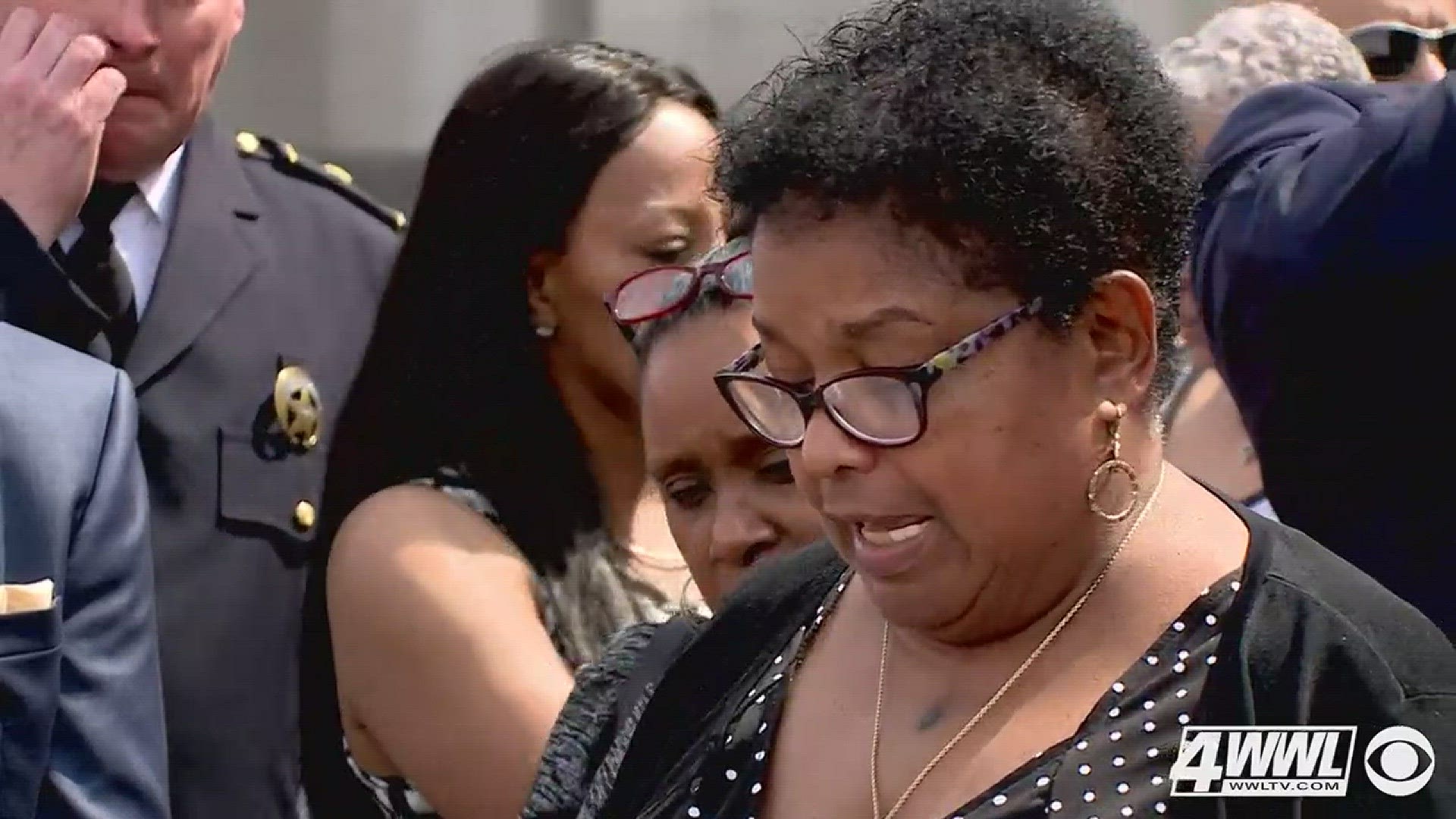 The mother of slain NOPD office Daryle Holloway read a statement following the guilty verdict of Travis Boys.