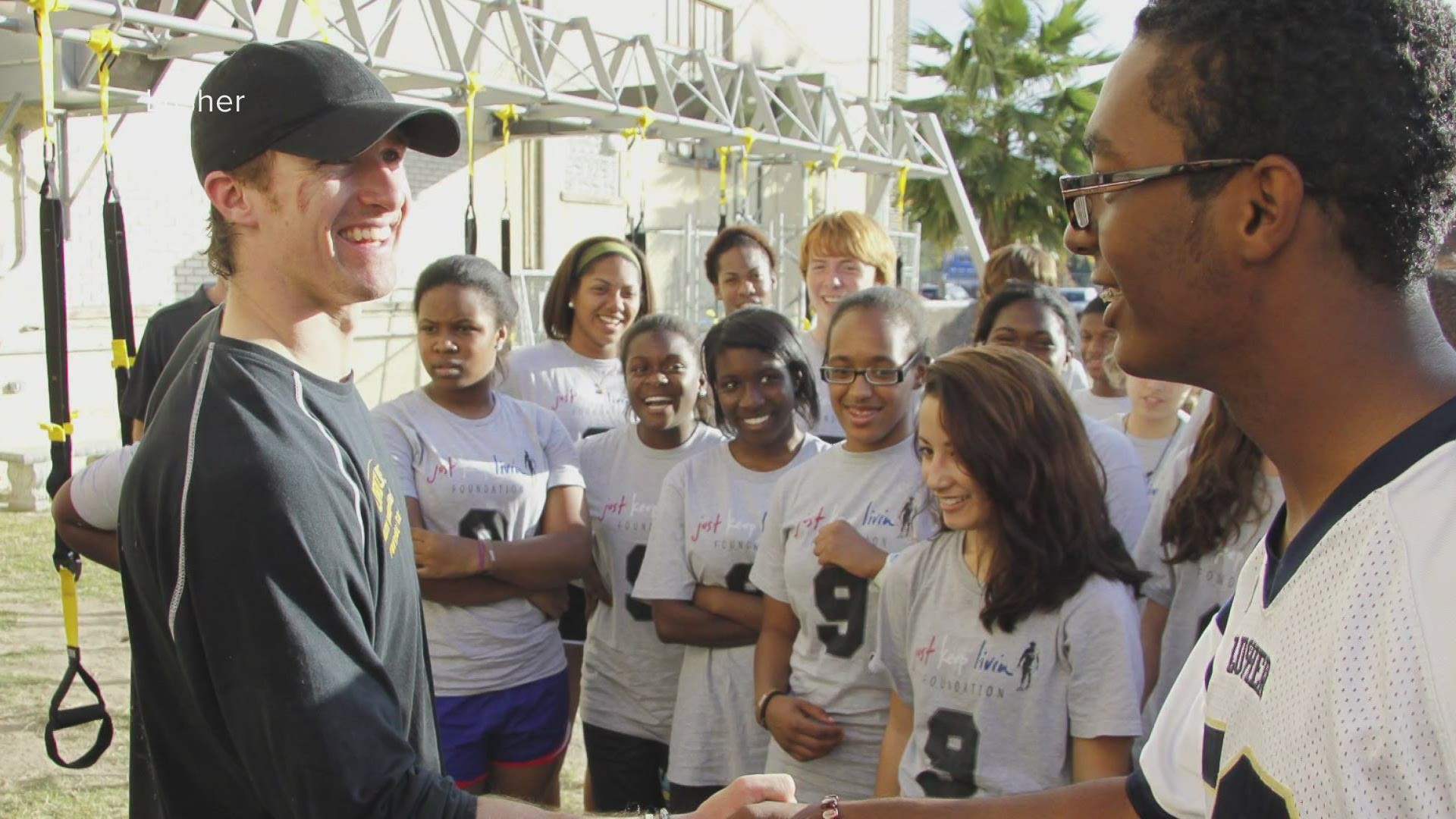Drew Brees was driving by Lusher and saw cleanup going at the school after Katrina and asked what he could do to help.