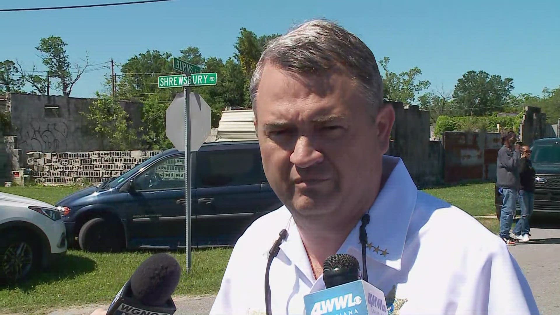 JPSO Sheriff Joe Lopinto says three people were shot dead in a wooded area in Jefferson.