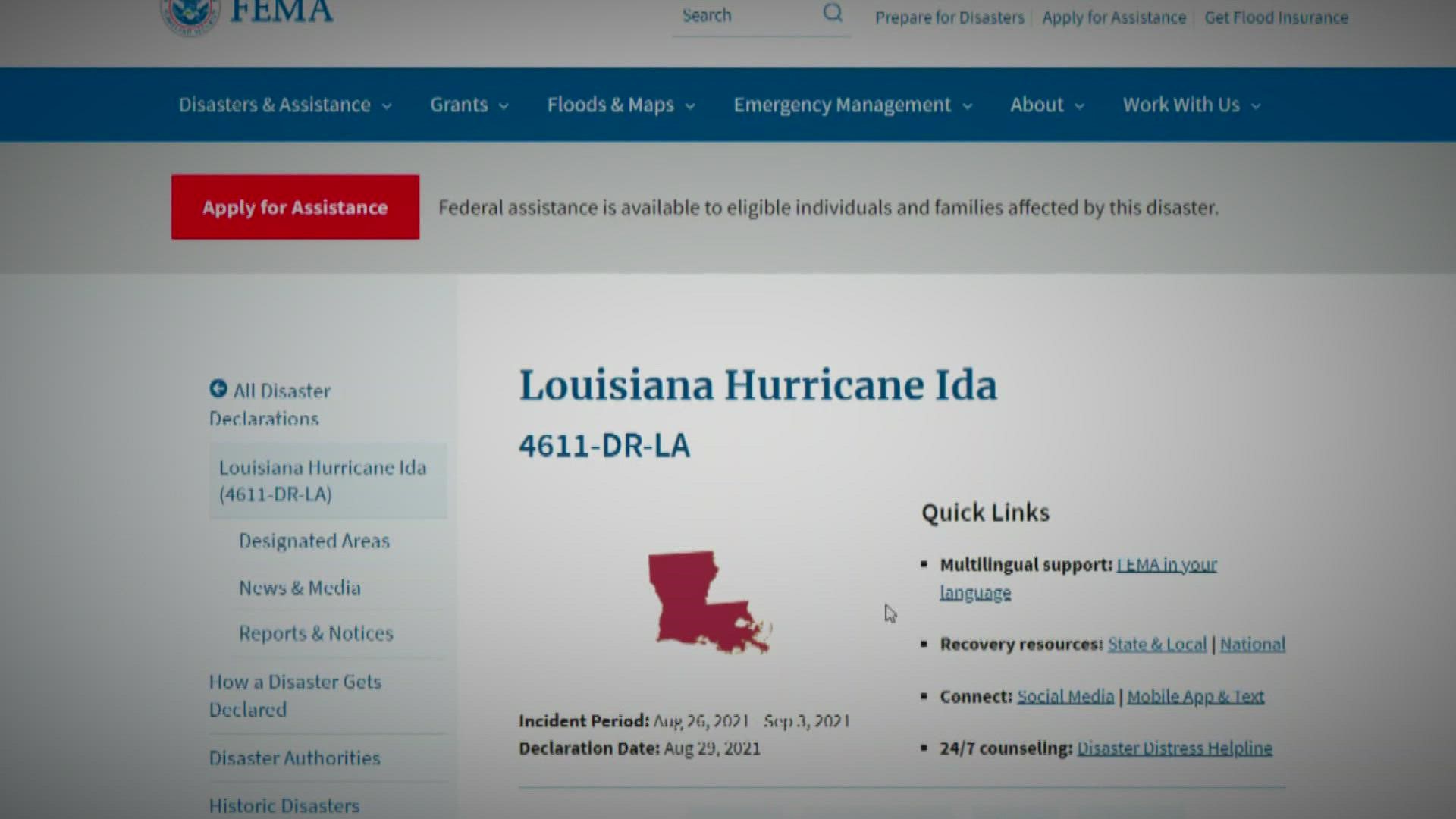 What steps should you take to protect your information when applying for FEMA assistance after Hurricane Ida online.