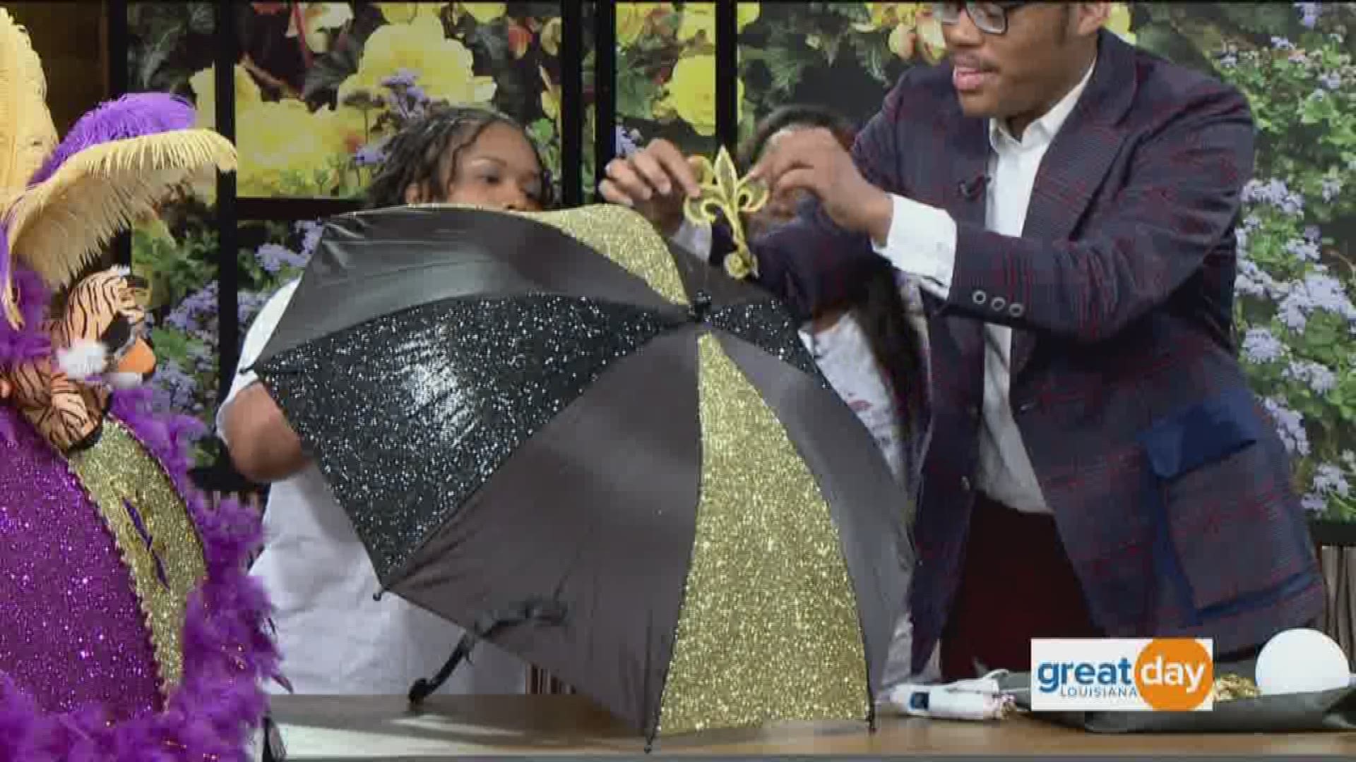 Black and Gold Second Line Umbrella New Orleans With Gold 