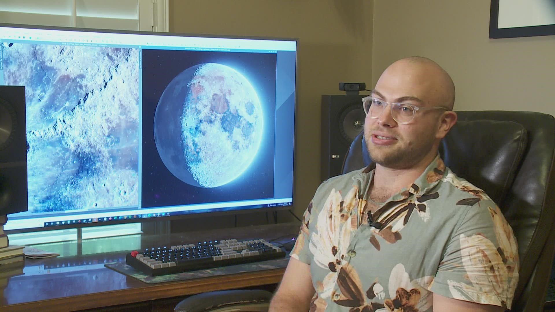 A pair of space enthusiasts from Mandeville spent nine months rendering  a picture of the moon.