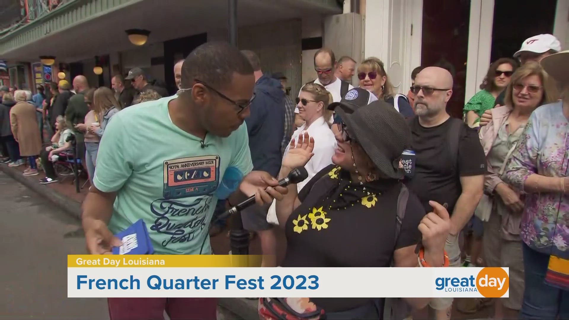 We conclude our live French Quarter Fest show with a stop at the official kickoff parade!