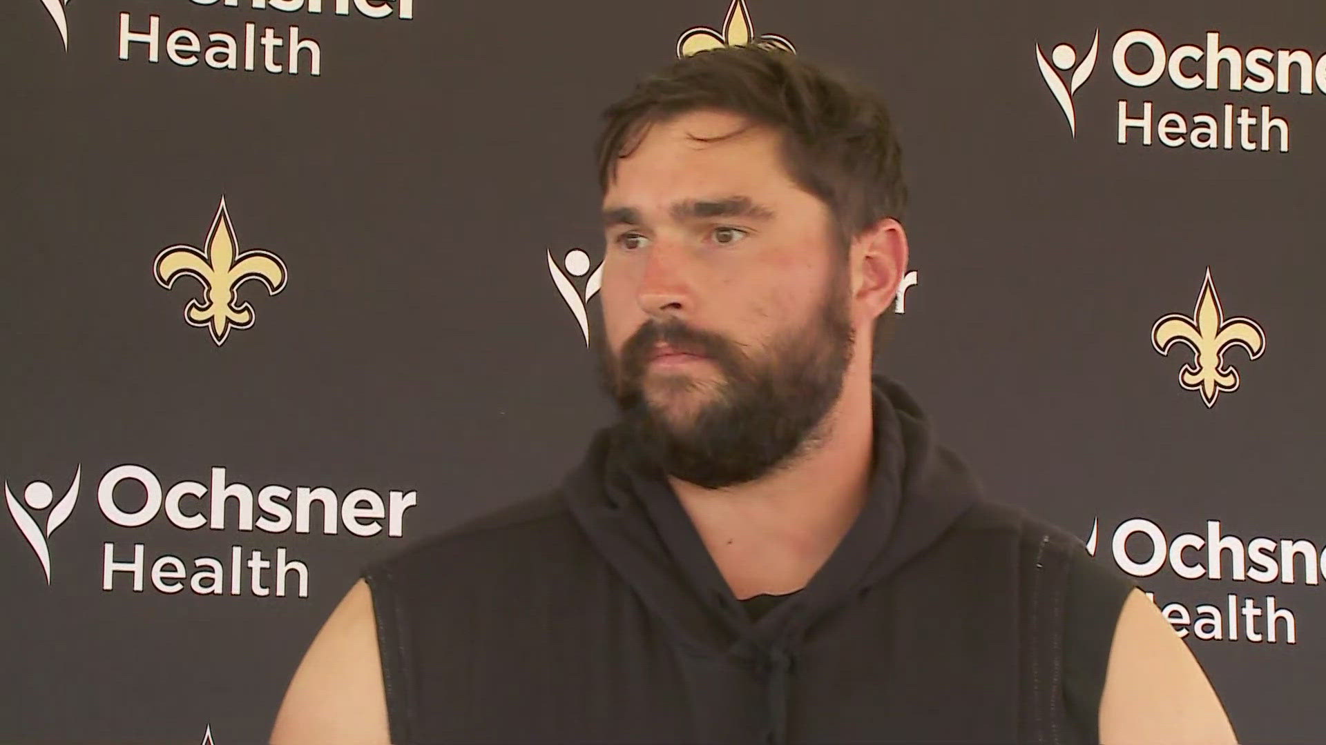 Veteran offensive lineman Lucas Patrick joined New Orleans in the offseason and talks about the process on Day 7 of 2024 Saints training camp at UC-Irvine in Cali.