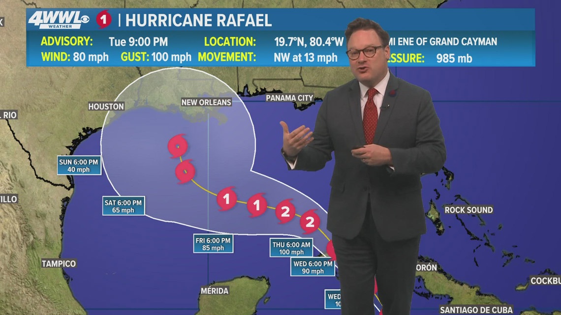 Tuesday 10pm Tropical Update: Rafael strengthens, could become Cat. 2 ...