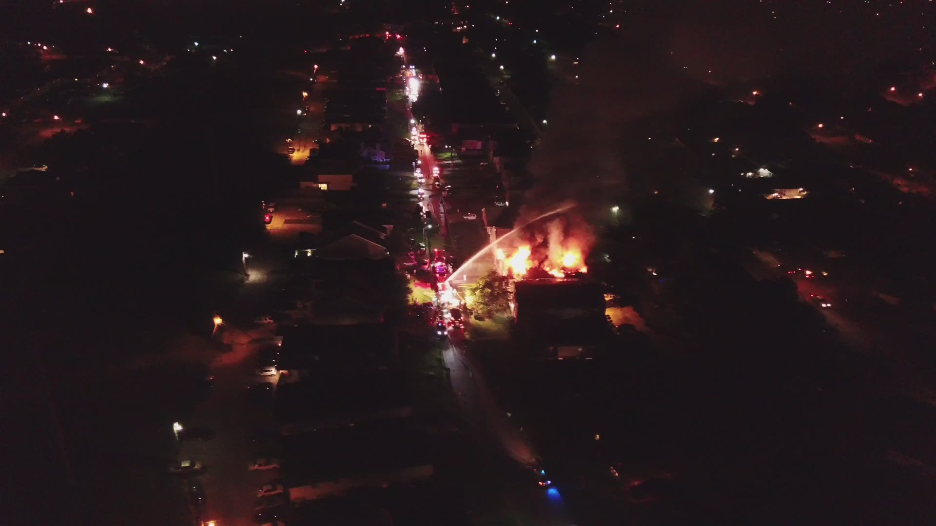 RAW: Drone video of large apartment fire in Destrehan