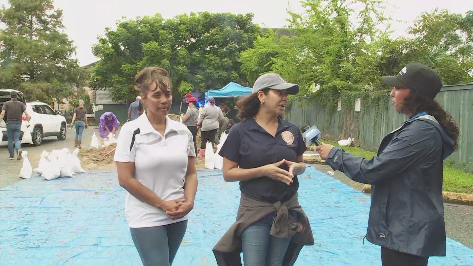 WWL Louisiana's Alyssa Curtis spoke with volunteers as they loaded bags of sand in preparation of Tropical Storm Francine.