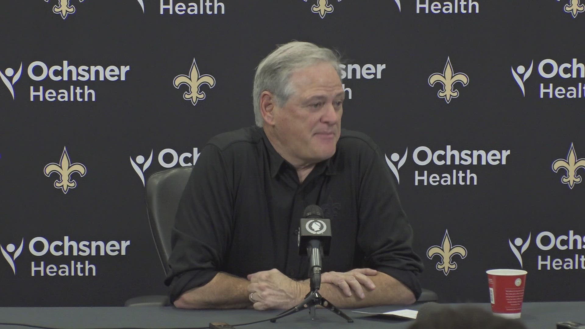 Saints Executive VP and General Manager Mickey Loomis addressed the media from the team's training facility along Airline Drive in Metairie on Wednesday.