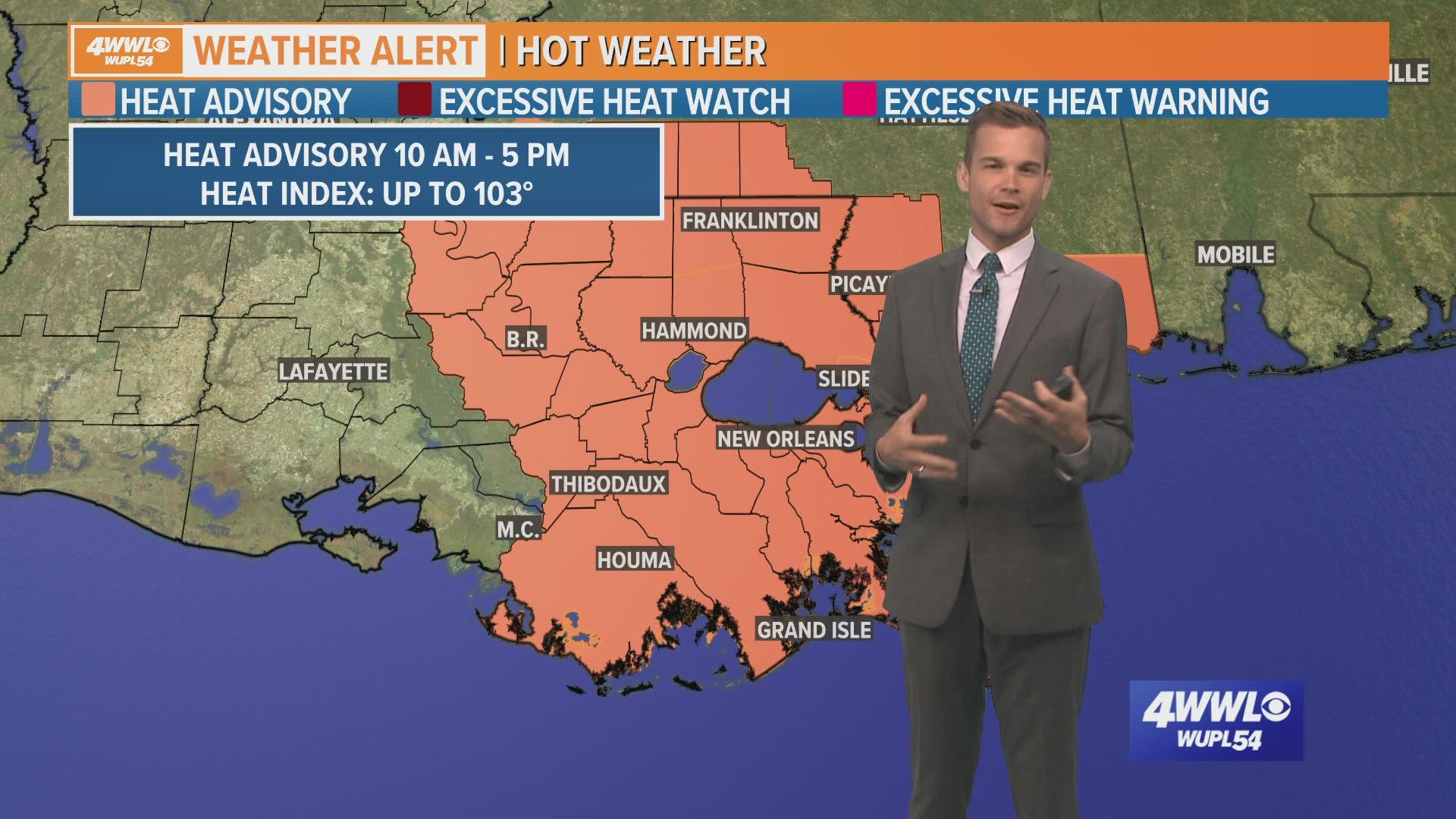 Meteorologist Payton Malone says the conditions in southeast Louisiana wouldn't normally call for a heat advisory but the situation is different.